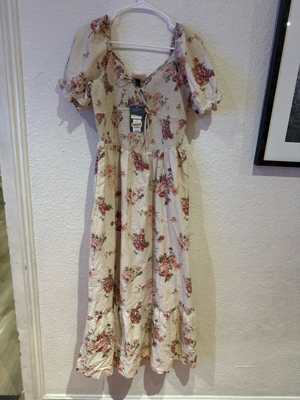 Universal Thread Cream Maxi Dress with Pink Floral Print